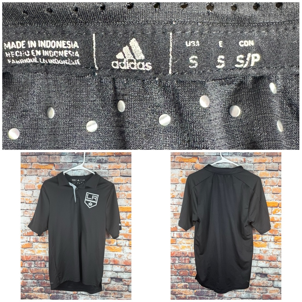 Los Angeles Kings Adidas Climachill Black Polo Shirt Small NHL